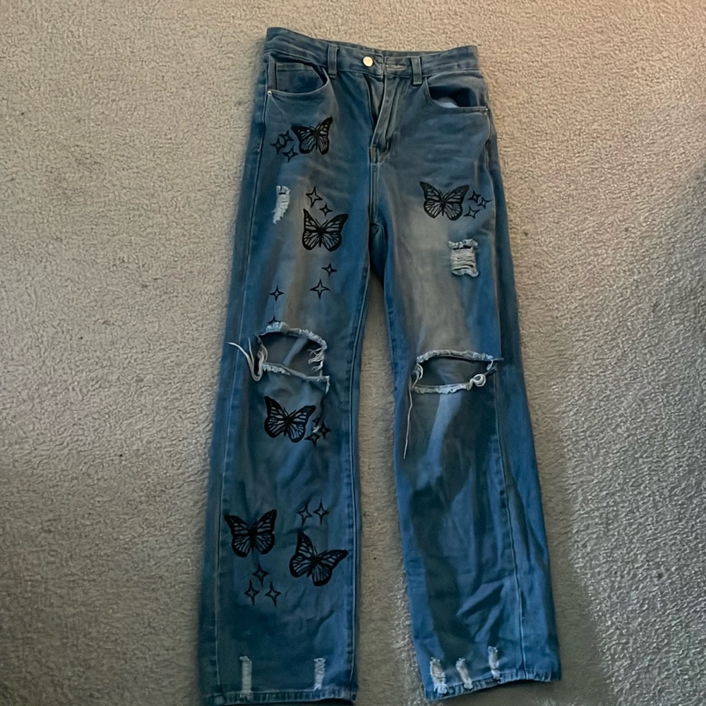 butterfly baggy jeans
